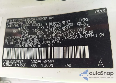 2010 Toyota 4Runner Sr5 V6 из США, поврежденный, VIN JTEBU5JRXA5001261